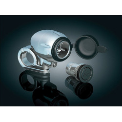 PartzBiz HD KA1423 - เครื่องชาร์จอุปกรณ์ Power Point ของแฮนด์รถ Kuryakyn Chrome พร้อมแคลมป์ 1”