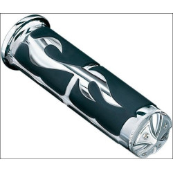 PartzBiz HD KA6269 - Kuryakyn 6269 ปลอกแฮนด์ ISO-Flame Chrome สำหรับ Harley FL พร้อมคันเร่งแบบอิเล็กทรอนิกส์