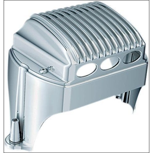 PartzBiz HD: 4411971-ฝาครอบตัวควบคุมแรงดันไฟฟ้าแบบสองชิ้น Kuryakyn Chrome สำหรับ 97-11 Harley Touring
