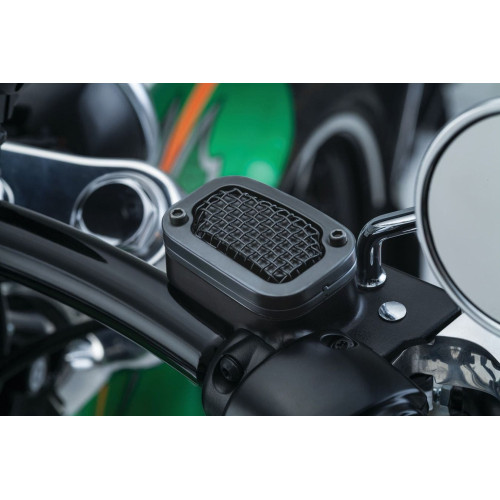 PartzBiz HD: 4411930-Kuryakyn Satin Black Mesh Brake Master Cylinder Cover for Harley 15-17 Softail | 6537 PartzBiz HD: 4411930-Kuryakyn Satin Black Mesh Brake Master Cylinder Cover for Harley 15-17 Softail | 6537
