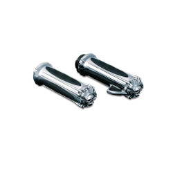 PartzBiz HD KA6296 - Kuryakyn 6296 Chrome Zombie Hand Grips 84-19 Harley Dual Cable คันเร่งควบคุม 494787; 6300605; 0630-0605; 6296