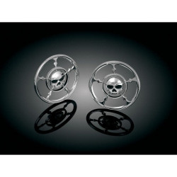 PartzBiz HD KA3787 - Kuryakyn Chrome Zombie Front Fairing Speaker Grills สำหรับ Harley FLH/T 96-13 | 3787 PartzBiz HD KA3787 - Kuryakyn Chrome Zombie Front Fairing Speaker Grills สำหรับ Harley FLH/T 96-13 | 3787