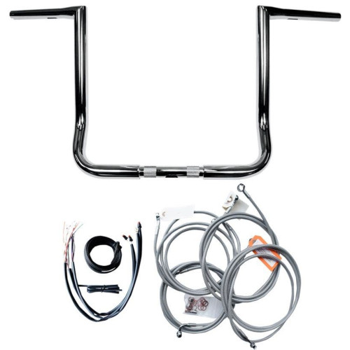 PartzBiz HD: 4411608-LA Choppers Chrome 14" Twin Peaks Ape Hanger Handlebar Package w/Cables 14-15 FL | LA-7361KT1-14 PartzBiz HD: 4411608-LA Choppers Chrome 14" Twin Peaks Ape Hanger Handlebar Package w/Cables 14-15 FL | LA-7361KT1-14