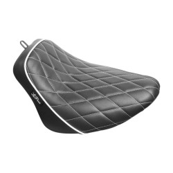 PartzBiz HD LPLY-007DMWTP - Le Pera Black Bare Bones Solo Seat สีขาว Diamond Stitch Harley Softail 18-23