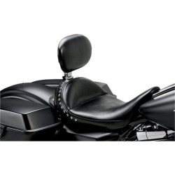PartzBiz HD LPLK-697BR - Le Pera Monterey Solo Black Vinyl Seat w/ Driver Backrest for Harley FLH/T 08-15 | Le Pera