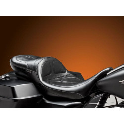 PartzBiz HD LPLK-957DLBR - Le Pera Maverick Daddy Long Legs 2-Up Stitched Seat w Backrest Harley FLH 08-15  | Le Pera