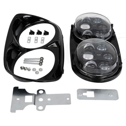 PartzBiz HD: 4410726-LED Headlight w/ Halo Dual Projector Daymaker Style 04-13 Harley Road Glide FLTR
