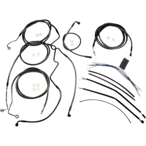 PartzBiz HD: 4410202-Magnum Black Pearl Complete 15"-17" Handlebar Installation Kit 14-15 FLHT W/ ABS | 487342