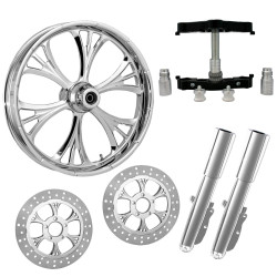 PartzBiz HD MAJESTIC-DUAL-CHR-KIT-PCKG - Majestic Chrome 23” ยางล้อ Dual Rotors คราด Triple Trees ช่วงล่างและสไลเดอร์ | MAJESTIC-DUAL-CHR-KIT-PCKG