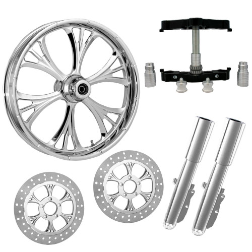 PartzBiz HD: 4409849-Majestic Chrome 23” ยางล้อ Dual Rotors คราด Triple Trees ช่วงล่างและสไลเดอร์ | MAJESTIC-DUAL-CHR-KIT-PCKG