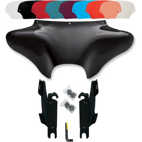 PartzBiz HD: 4409730-Memphis Shades Batwing Fairing Kit Black Trigger Lock Mounts Windshield FLHR | MEM7011 & MEK1914