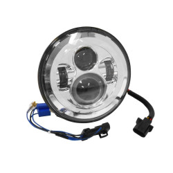 PartzBiz HD EP-DAY-CH & EP-H4-TOUR-ADPT - Mid USA 11004 Chrome 7" Bright White LED Headlight 94-19 Harley Davidson Softail Touring head light lamp 7 inch round custom chopper bagger bike jeep wrangler TJ LJ JK JL lighting upgrade replacement
