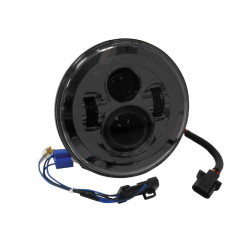 PartzBiz HD EP-DAY-BK & EP-H4-TOUR-ADPT - Mid USA 11005 Black 7" Bright White LED Headlight 94-19 Harley Davidson Softail Touring head light lamp 7 inch round custom chopper bagger bike jeep wrangler TJ LJ JK JL lighting upgrade replacement