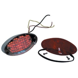 PartzBiz HD MU11223 - Mid USA 11223 V-Factor Rear Cat Eye LED Taillight Brake Light 12V Harley Davidson Custom tail light motorcycle bike chopper lighting replacement upgrade 