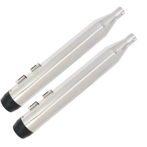 PartzBiz HD: 4409117-Mid USA 97008 Chrome w/ Black 4" Tip Powerhouse Slip On Mufflers 85-16 HD Touring electra ultra road glide king exhaust pipes upgrade 