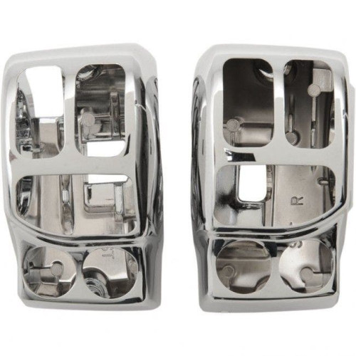 PartzBiz HD: 4409094-Chrome Switch Button Housing Pair Set OE Style Controls Harley Touring 14-20