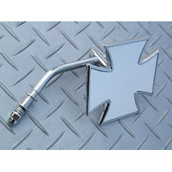 PartzBiz HD MW46-130 - MidWest 46-130 Chrome Maltese Cross กระจกมอเตอร์ไซค์สั้น Universal Harley 8mm PartzBiz HD MW46-130 - MidWest 46-130 Chrome Maltese Cross กระจกมอเตอร์ไซค์สั้น Universal Harley 8mm