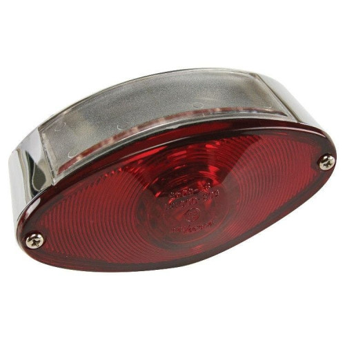 PartzBiz HD: 4408987-MidWest 8-186 Chrome / Red Cat Eye Motorcycle 12V LED Brake Taillight Harley