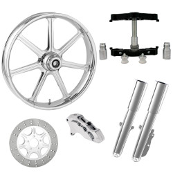 PartzBiz HD MISSION-SNGL-CHR-KIT-23PCKG - Mission Chrome 23” ยางล้อด้านเดียวพร้อมท่อนล่างและตัวเลื่อนแบบ Raked Triple Trees | ภารกิจ-SNGL-CHR-KIT-23PCKG