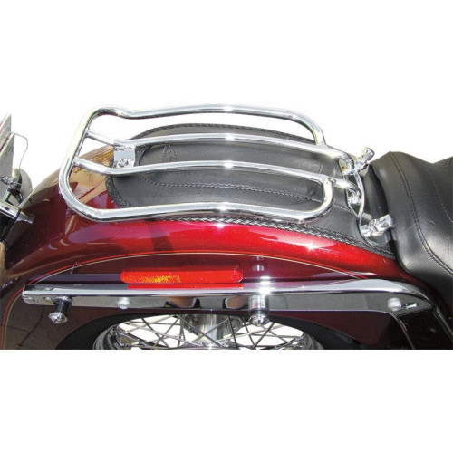 PartzBiz HD: 4408838-Motherwell Chrome 7" Solo Luggage Rack Harley Softail Fat Boy 07-Up Deluxe 05-Up | MWL-175-09
