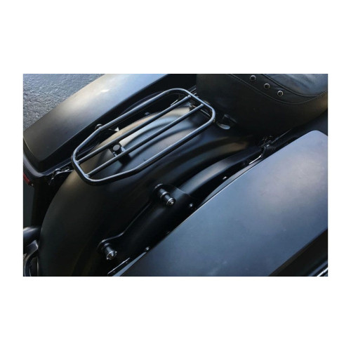 PartzBiz HD: 4408803-Motherwell Gloss Black 7" Flat Solo Luggage Rack 11" x 7" Harley Touring 97-20