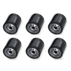 PartzBiz HD 22-251 (x6) - Motor Factory 22-251 ชุดกรองน้ำมันสีดำหกใบ Harley T/C 99-16 Repl. 63731-99