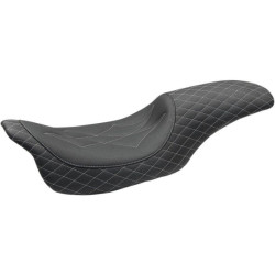 PartzBiz HD MD74111GM - Mustang 74111GM Blk/Grey Diamond Stitch Revere Journey 2-Up Seat HD FLH/T 08-Up PartzBiz HD MD74111GM - Mustang 74111GM Blk/Grey Diamond Stitch Revere Journey 2-Up Seat HD FLH/T 08-Up