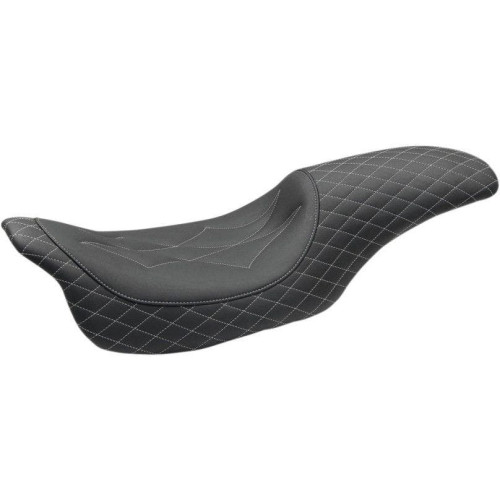 PartzBiz HD: 4408664-Mustang 74111GM Blk/Grey Diamond Stitch Revere Journey 2-Up Seat H-D FLH/T 08-Up