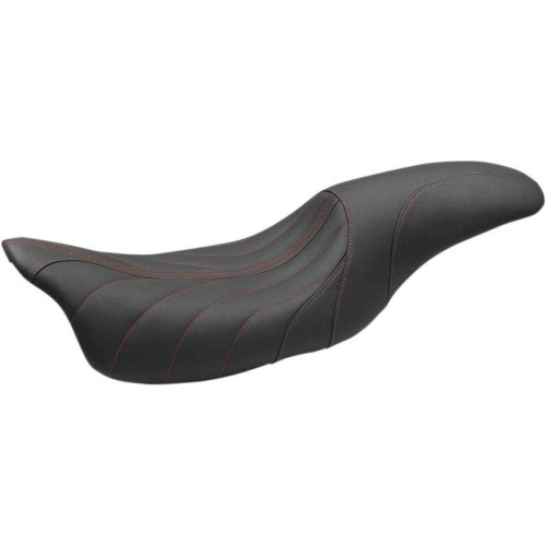 PartzBiz HD: 4408666-Mustang 74112AB Blk/Red Gravity Stitch Revere Journey 2-Up Seat H-D FLH/T 08-Up