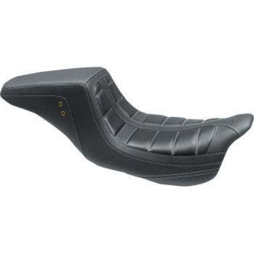 PartzBiz HD: 4408640-Mustang 75239GM Gun Metal Stitch Squareback 2 Up Seat Harley FLH FLT 08-21 | 75239GM