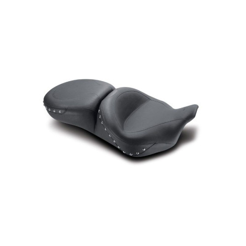 PartzBiz HD: 4408621-Mustang Smooth Style Chrome Studded One Piece Ultra Touring FLH/T Seat 08-17  | 76034