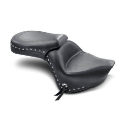 PartzBiz HD MD76126 - Mustang 76126 Black Chrome Studded One Piece Touring Seat พนักพิง 06-18 VN900 489301 0810-0508 08100508
