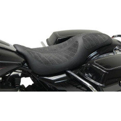 PartzBiz HD MD76292 - Mustang Fred Kodlin Signature Series Black 1 Piece 2 up for Harley FLH/T | 76292