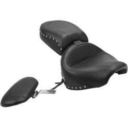 PartzBiz HD MD79190 - Mustang 79190 เบาะสองชิ้นพร้อมพนักพิงคนขับ 99-15 Yamaha Road Star 0810-0407 08100407 489305