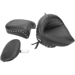 PartzBiz HD MD79240 - Mustang 79240 เบาะสองชิ้นพร้อมพนักพิงคนขับ 02-11 Yamaha V-Star 1100 0810-0417 08100417 489312