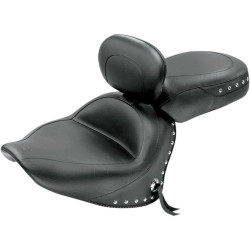 PartzBiz HD MD79476 - Mustang 79476 2-PC Wide Touring Seat w/ พนักพิงคนขับ Yamaha V-Star 1300 1300T 07-17