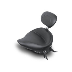 PartzBiz HD MD79485 - Mustang Seat 79485 Wide Chrome Studded Solo Seat w/ Backrest 08-23 Harley FL 489168 0802-0491 08020491
