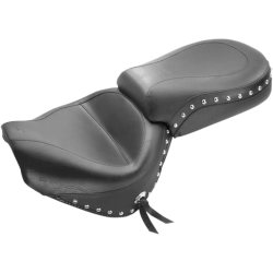 PartzBiz HD MD75216 - Mustang Black Wide Studded Touring 2-Up Seat Yamaha Roadstar Warrior 99-02