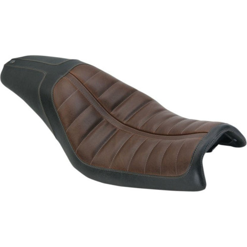 PartzBiz HD: 4408524-Mustang Roland Sands Enzo 2-Up Black Distressed Seat Brown Raised Harley FXD | 76901 PartzBiz HD: 4408524-Mustang Roland Sands Enzo 2-Up Black Distressed Seat Brown Raised Harley FXD | 76901