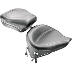 PartzBiz HD MD76180 - Mustang Seat Wide Chrome Studded Rear Seat Only for Solo Harley 08-15 FLSTC/S | 76180