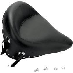 PartzBiz HD MD75094 - Mustang Seat Wide Chrome Studded Solo Seat Harley Softail 00-05 FXST 00-07 FLST | 75094
