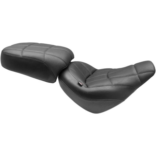 PartzBiz HD: 4408428-Mustang Solo Front Black Harley Seat W/O Backrest Cube Stitch 18-23 FXBB/FXBBS | 75160