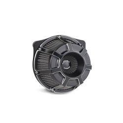 PartzBiz HD AN18-933 - Arlen Ness Inverted Bevelled Black Cut Stage 1 เครื่องฟอกอากาศ Harley FLH FLH 08-15 | 18-933