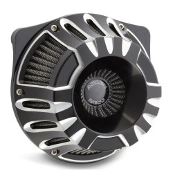 PartzBiz HD AN18-927 - Arlen Ness Inverted Deep Cut Black Cut Stage 1 เครื่องฟอกอากาศ Harley FLH FLH 08-15 | 18-927