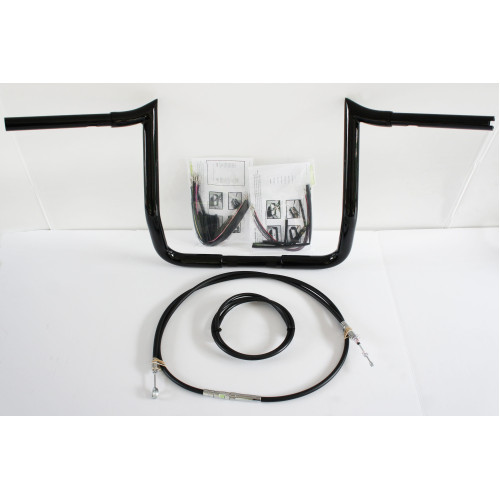 PartzBiz HD: 4407980-Paul Yaffe Bagger 12" Black Monkey Bar Handlebar Package Kit Harley FLH ABS | MBB-125-B Kit-ABS-08-13