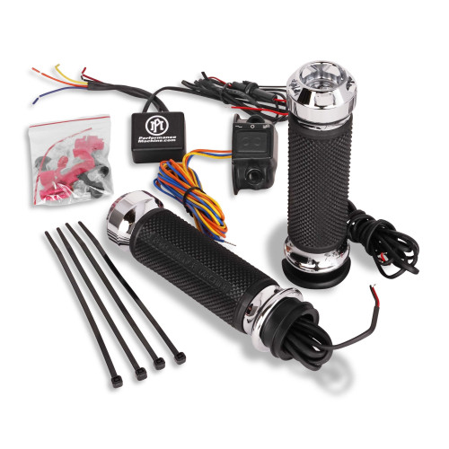 PartzBiz HD: 4407717-Performance Machine Apex Heated Grips Chrome Electronic Throttle Harley 84-21