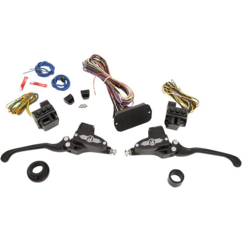PartzBiz HD: 4407730-Performance Machine Black Contrast 11/16 ชุดควบคุมแฮนด์รถ Can Bus 14-16 FLH | 0062-4026-BM