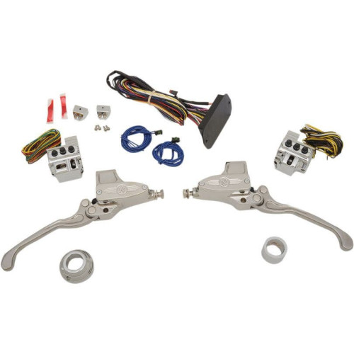 PartzBiz HD: 4407614-Performance Machine Chrome 9/16 ชุดควบคุมแฮนด์รถ Can Bus 14-16 FLH | 0062-4025-ช