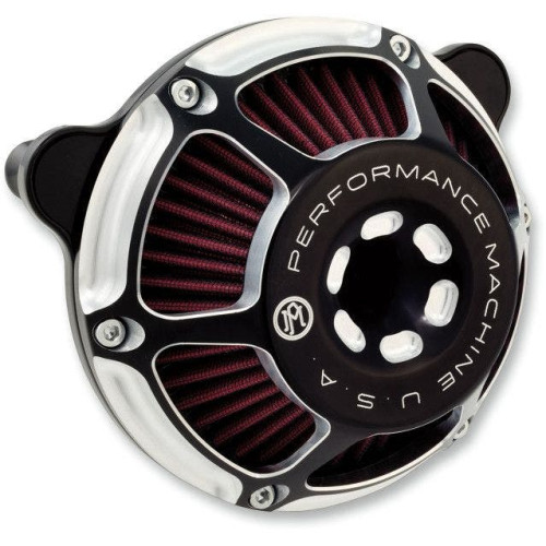 PartzBiz HD: 4407431-Performance Machine PM Black Contrast MaxHP Stage 1 Air Cleaner Harley M8 17-18 | 0206-2135-BM