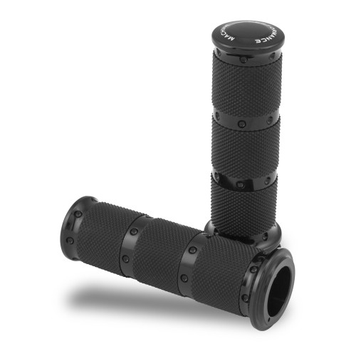 PartzBiz HD: 4407407-Performance Machine PM XLS Black Contour Renthal Hand Grips Cable 84-17 | 0063-2086-B